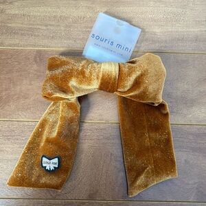 Souris Mini Velvet Hair Bow in Gold